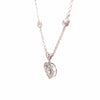 18K Diamond Pave Heart Necklace with Heart and Star Stations White Gold