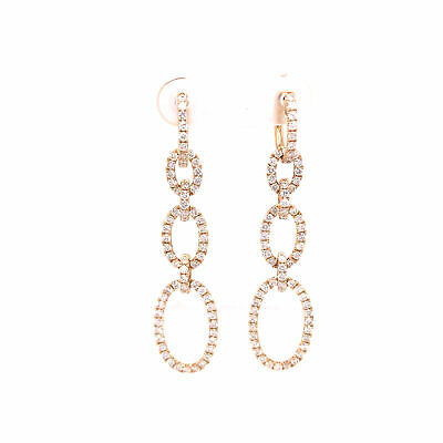 14K Diamond Oval Link Drop Earrings Yellow Gold