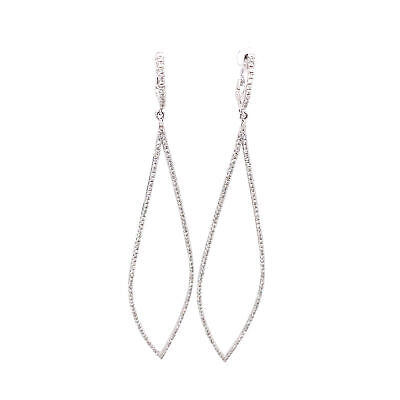 14K Diamond Long Hanging Earring White Gold