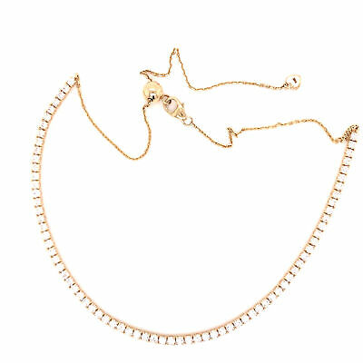 14K Diamond Tennis Adjustable Necklace Yellow Gold