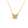 14K Pave Butterfly Pendant Necklace Yellow Gold