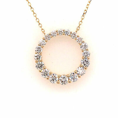 18K Diamond Circle Pendant Necklace Yellow Gold