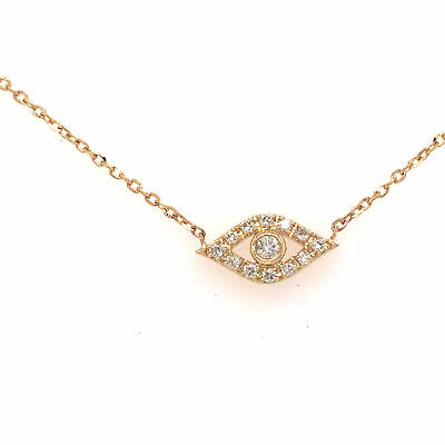 14K Diamond Hamsa, Eye and Pave Circle Necklace Yellow Gold
