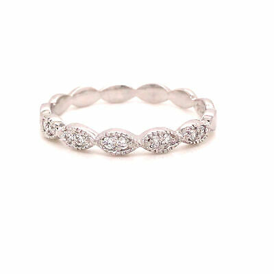 14K Diamond Marquise Shape Cluster Band White Gold