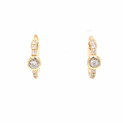 14K Diamond Huggie Earrings Yellow Gold