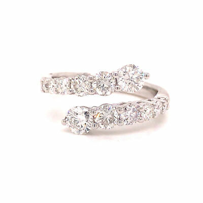 18K Diamond Graduated Double Row Band White Gold