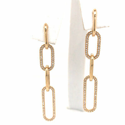 14K Diamond Link Drop Earring Yellow Gold