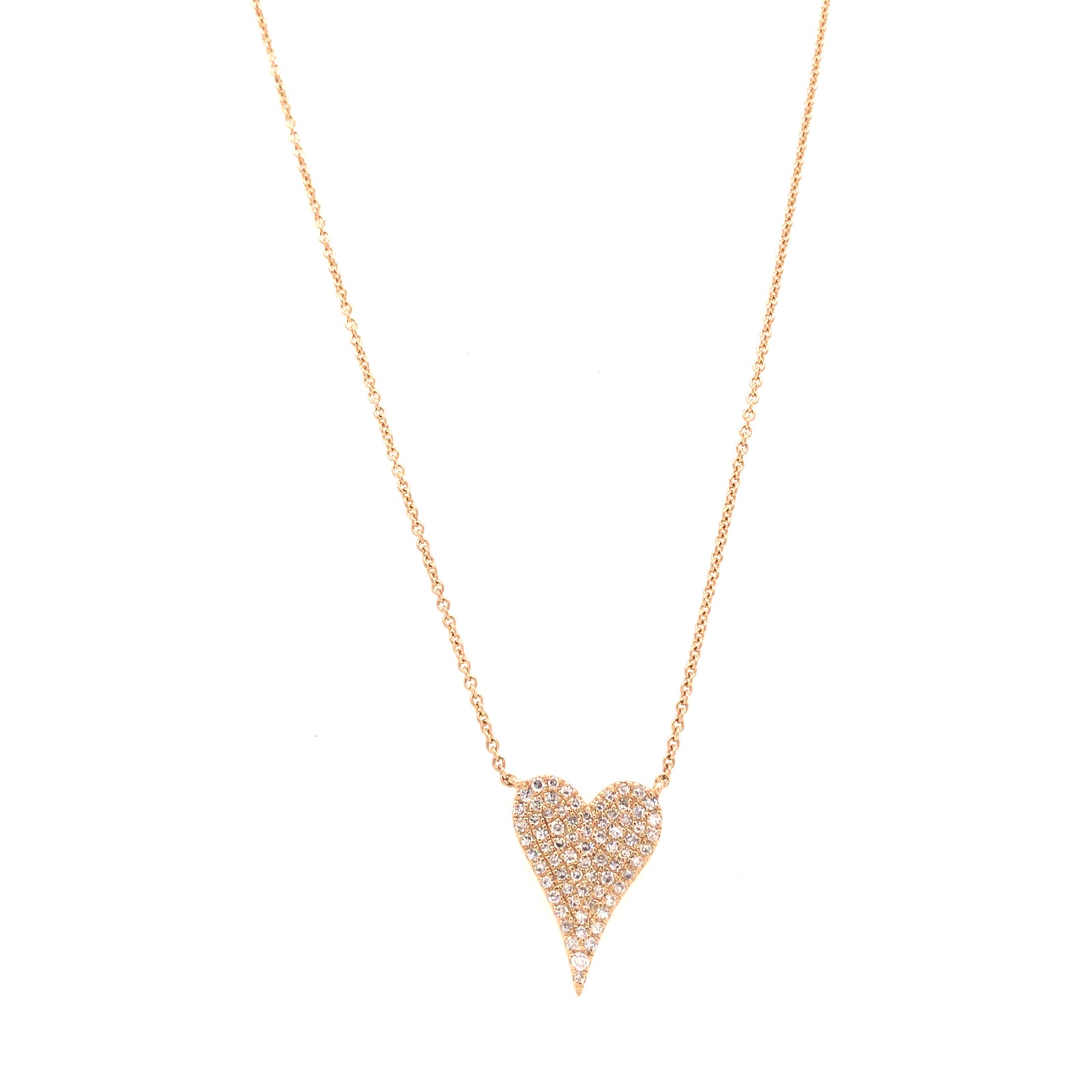 14K Diamond Pave Heart Necklace Yellow Gold 0.17ctw