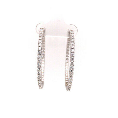 14K 2.75 Carat Diamond In/Out Hoop Earrings in White Gold