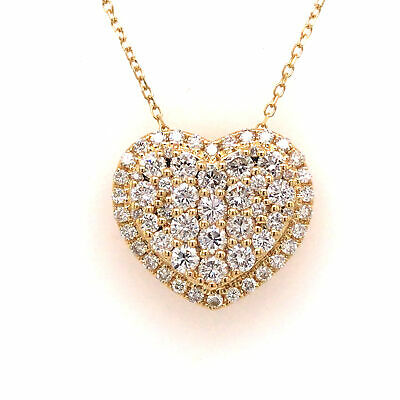 18K Diamond Heart Cluster Pendant Yellow Gold
