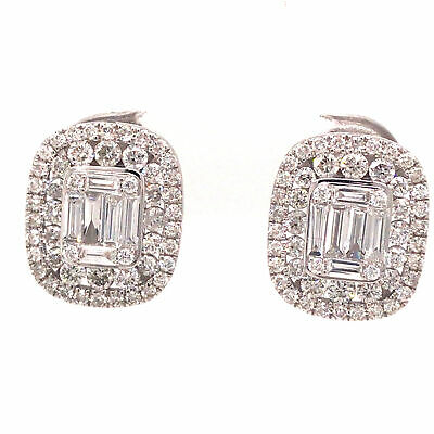 18K Diamond Cluster Halo Earrings White Gold