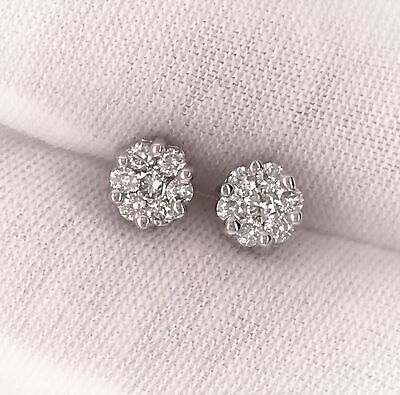 14K Diamond Pave Cluster Earrings White Gold