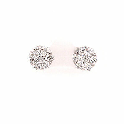 18K Diamond Cluster Earrings White Gold