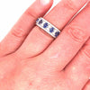 18K Diamond and Oval Sapphire Band White Gold