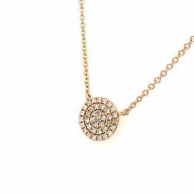 14K Diamond Pave Disc Necklace Yellow Gold 0.12ctw