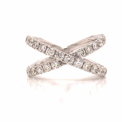 18K Diamond 'X' Crossover Ring White Gold