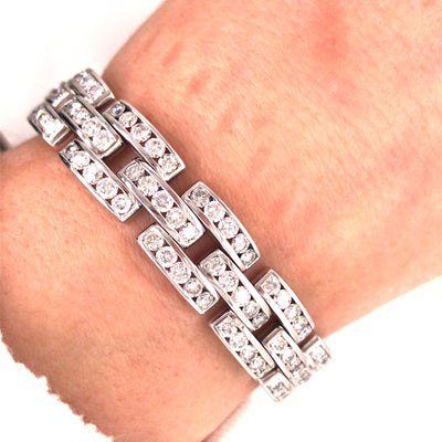 18K Diamond Link Bracelet White Gold