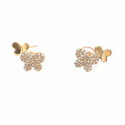 14K Diamond Pave and Gold Butterfly Earrings Yellow Gold