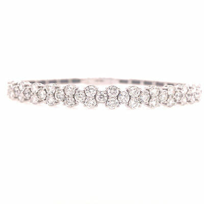 14K Flexible Diamond Bangle White Gold