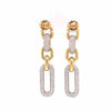 18K Diamond Pave Paperclip Dangle Earrings Two-Tone Gold