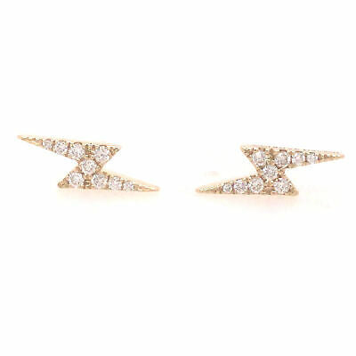14K Diamond Lightning Bolt Earrings Yellow Gold