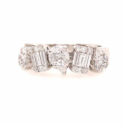 18K Geometric Cluster Band White Gold