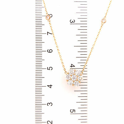 14K Diamond Flower Cluster Diamond By The Yard Necklace Yellow Gold