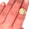 14K Diamond Butterfly Signet Ring Yellow Gold