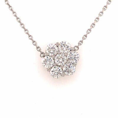 14K Diamond Flower Cluster Diamond by the Yard Necklace White Gold