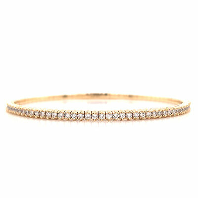 14K Diamond Flexible Bangle Bracelet Yellow Gold