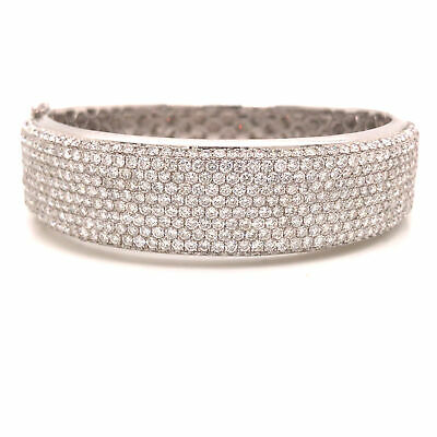 18K Diamond Pave Bangle White Gold