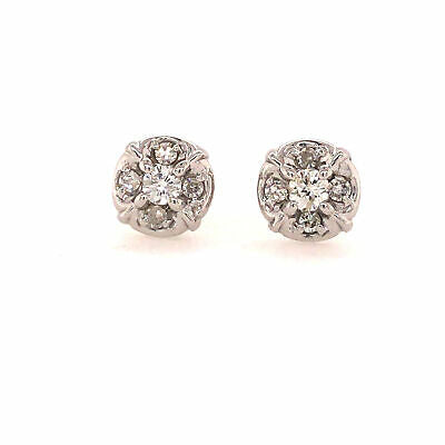 Small Diamond Cluster Earrings White Gold