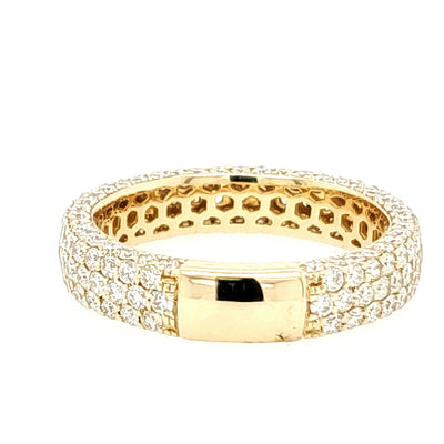 Pave Diamond Band. Three row. Eternity Band. 14K Yellow Gold. Made for Love Jewelry. Boca Raton FL. Free Shipping. 30 day return.