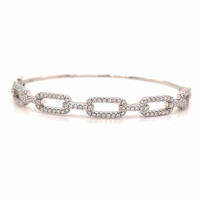 14K Diamond Link Bangle Bracelet White Gold