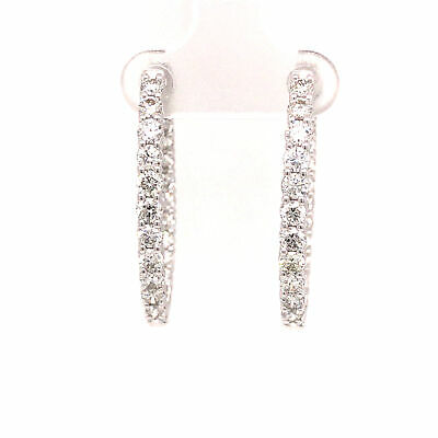 14K 3.0 Carat Diamond Oval In/Out Hoop Earrings White Gold