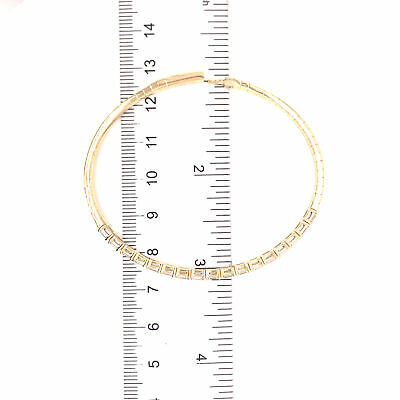 14K Emerald Diamond Flexible Bangle Bracelet Yellow Gold