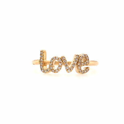 14K Diamond 'love' Ring Yellow Gold