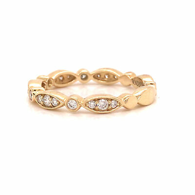 14K Diamond Marquise and Round Shape Band Yellow Gold