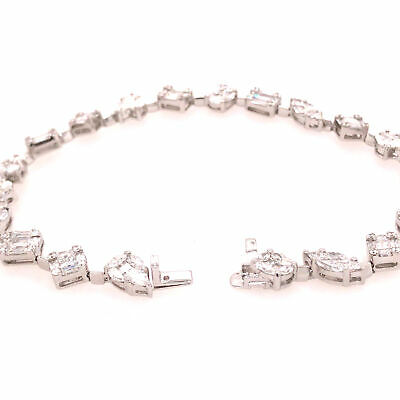 18K Multi Shape Cluster Diamond Bracelet White Gold