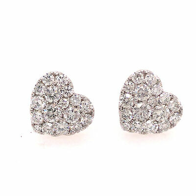 14K Diamond Heart Shape Cluster Earrings White Gold