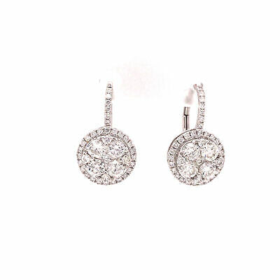 18K Diamond Cluster Drop Earring White Gold