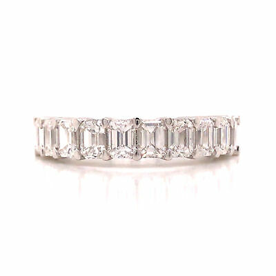 Platinum Emerald Cut Diamond Halfway Eternity Band