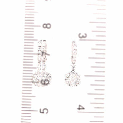 18K Diamond Cluster Dangle Earrings White Gold
