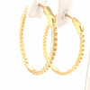 14K Diamond Oval In/Out Hoop Earrings Yellow Gold