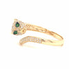 14K Diamond and Emerald Jaguar Ring Yellow Gold