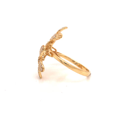 18K Diamond Butterfly Ring Yellow Gold 1.09ctw