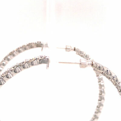 14K 7.28 Carat Diamond In/Out 2" Hoop Earrings White Gold