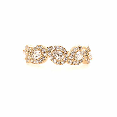 14K Five-Pear Shape Halo Band Yellow Gold