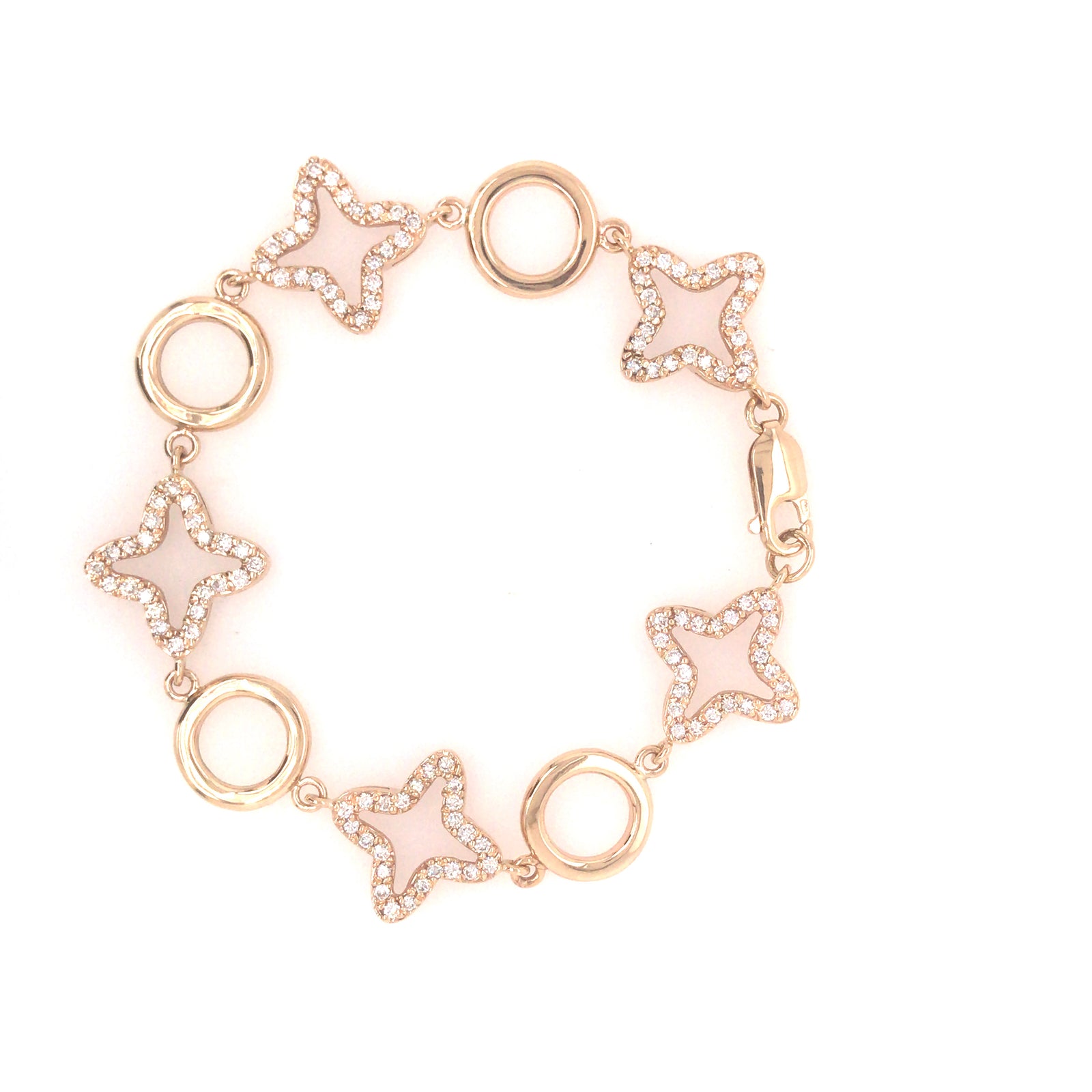 14K Diamond Star and Gold Circle Bracelet Yellow Gold