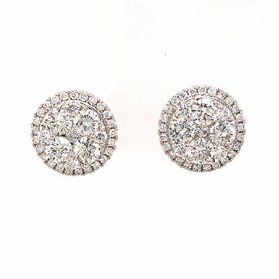 18K Diamond Cluster Studs White Gold